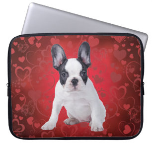 Frenchie love puppy laptop sleeve