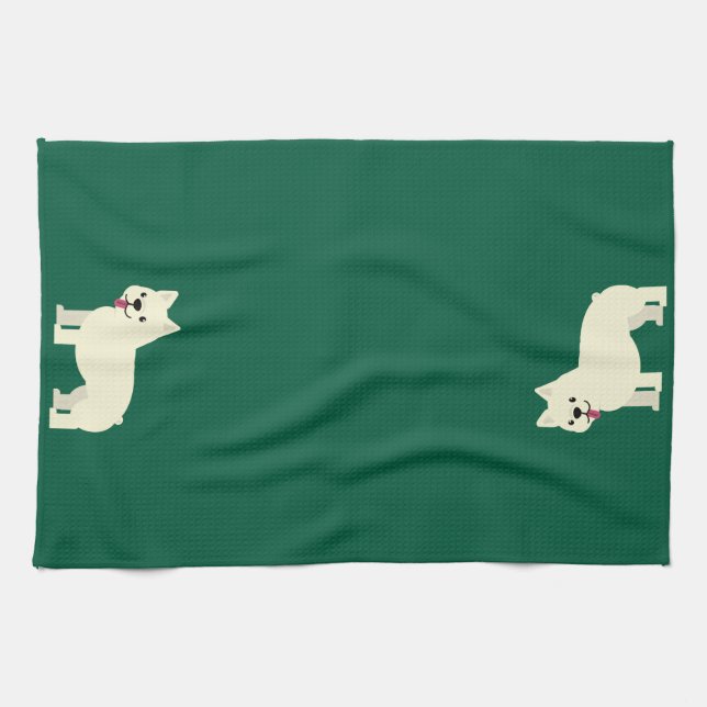 Frenchie Lover Green Tea Towel (Horizontal)