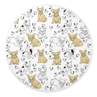 Frenchie Loves Bones Ceramic Knob