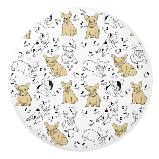 Frenchie Loves Bones Ceramic Knob (Front)