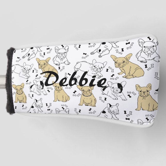 Frenchie Loves Bones Golf Head Cover (Front)