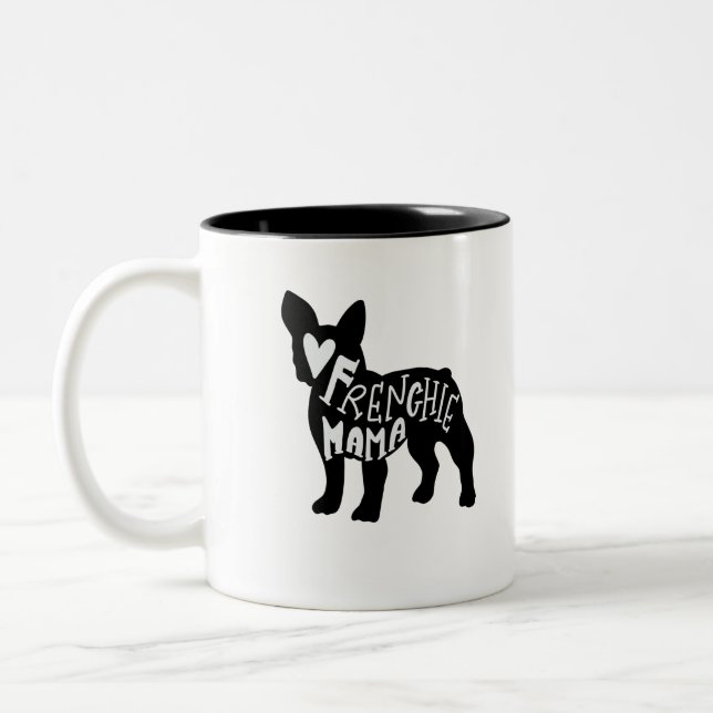 Frenchie Mama Cute French Bulldog Mum Two-Tone Coffee Mug (Left)