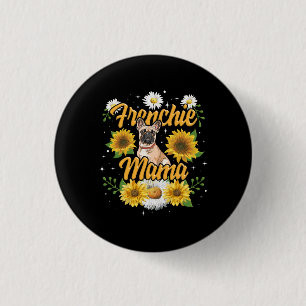 Frenchie Mama French Bulldog Dog Sunflower 3 Cm Round Badge