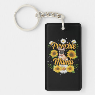 Frenchie Mama French Bulldog Dog Sunflower Key Ring