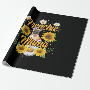 Frenchie Mama French Bulldog Dog Sunflower Wrapping Paper