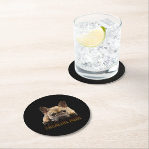 Frenchie Mama T Women French Bulldog Gift Dog Mum Round Paper Coaster