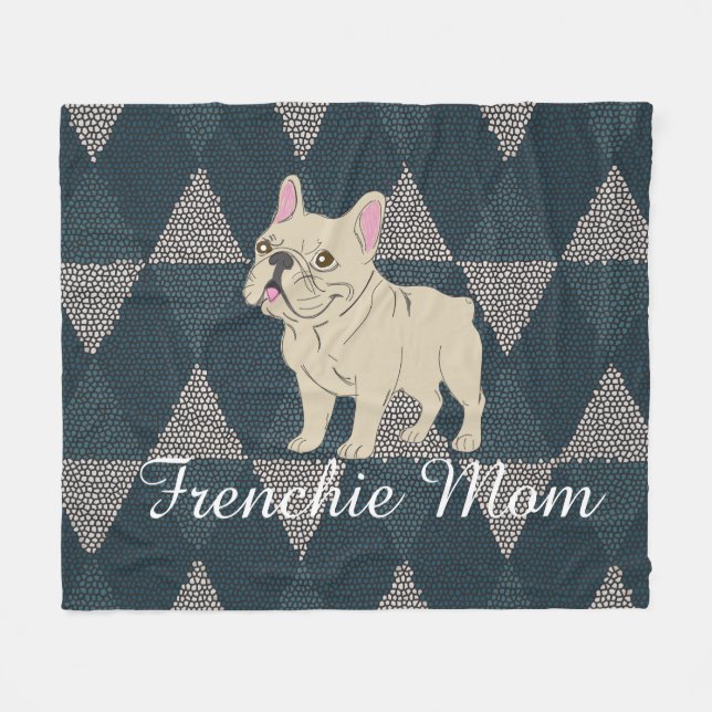 Frenchie Mom Fleece Blanket (Front (Horizontal))