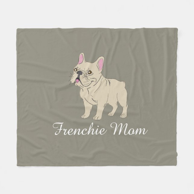 Frenchie Mom Fleece Blanket (Front (Horizontal))