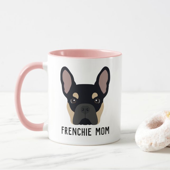 Frenchie Mum Black and Tan French Bulldog Mug (With Donut)