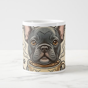 Frenchie Mum Coffee Powered Vintage Design Large Coffee Mug