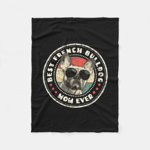 Frenchie Mum Ever Retro French Bulldog Lover Owner Fleece Blanket