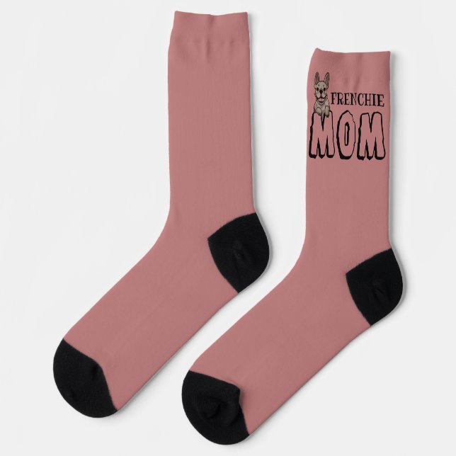 Frenchie Mum French Bulldog Lover Pink Socks (Left)