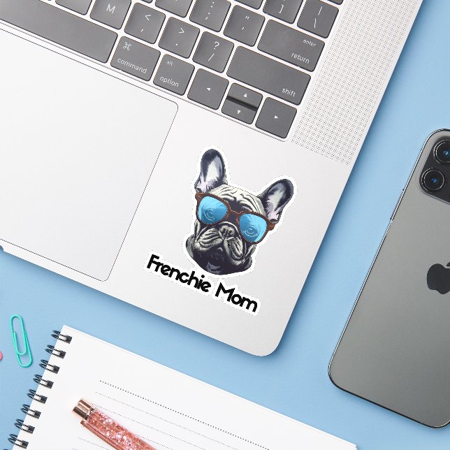 Frenchie Mum Funny French Bulldog Dog Lover (Laptop w/ iPhone)