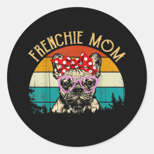 Frenchie Mum Gift Vintage Retro Style Bulldog Classic Round Sticker