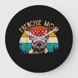 Frenchie Mum Gift Vintage Retro Style Bulldog Large Clock