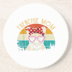 Frenchie Mum Lover Gift Vintage Retro Style Coaster
