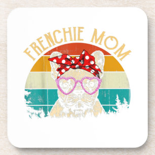 Frenchie Mum Lover Gift Vintage Retro Style Coaster