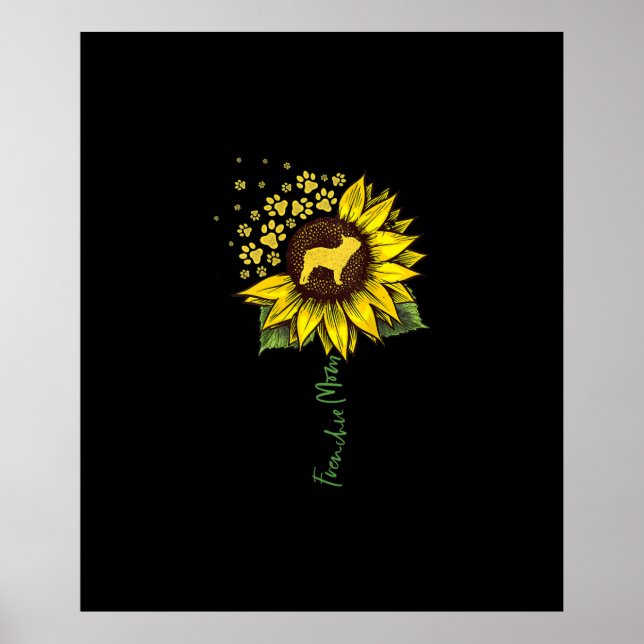 Frenchie Mum Sunflower French Bulldog Lover Gift Poster (Front)