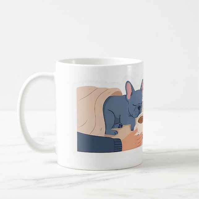 Frenchie Napping Coffee Cold Funny French Bulldog Mug (Left)