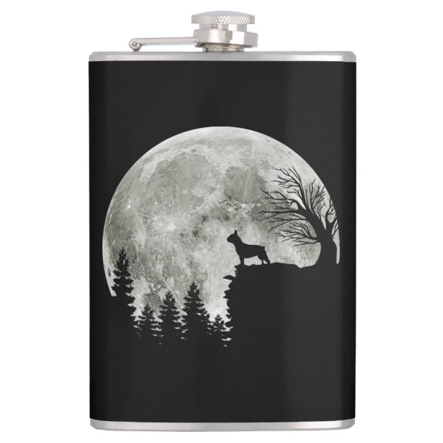 Frenchie On Mountain Halloween Theme Shirts Gift Hip Flask (Front)