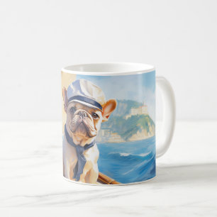 Frenchie on on a yacht coffee mug