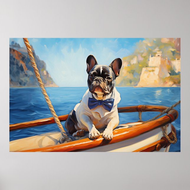 Frenchie on the boat poster (Front)