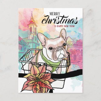 Frenchie Personalised for Christmas and New Year Holiday Postcard