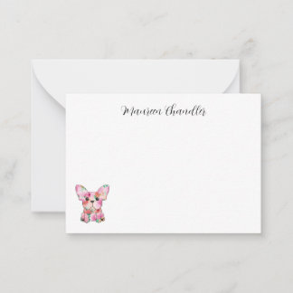 Frenchie, personalised, French Bulldog Flowers Card