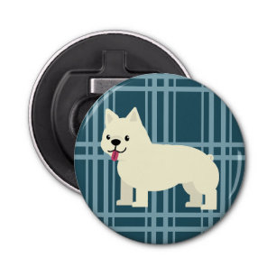 Frenchie Plaid Blue Bottle Opener