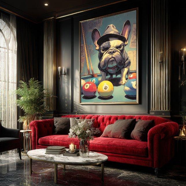 Frenchie Pool Shark: Trilby Hustler Art Poster (Creator Uploaded)