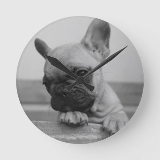 Frenchie puppy round clock