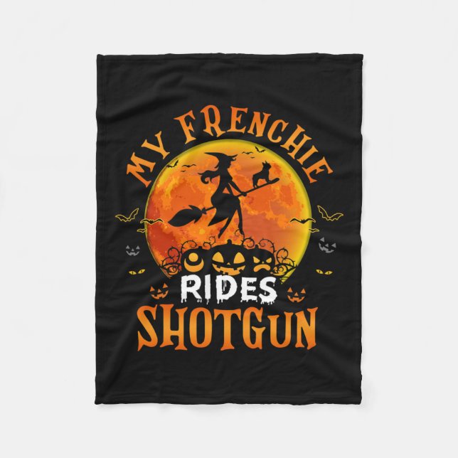 Frenchie Rides Shotgun French Bulldog Lover Hallow Fleece Blanket (Front)