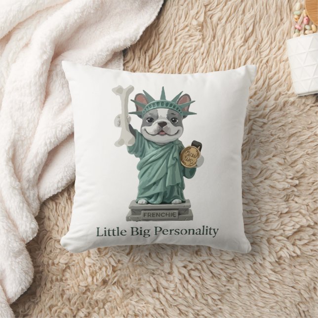 Frenchie Statue of Liberty Dog Lover Cushion (Blanket)