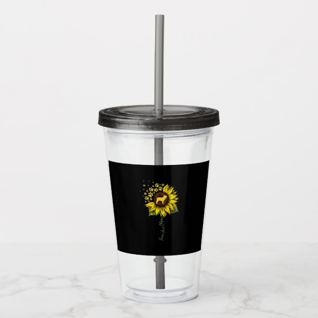 Frenchie Sunflower Mum French Bulldog Lover Gift Acrylic Tumbler (Front)