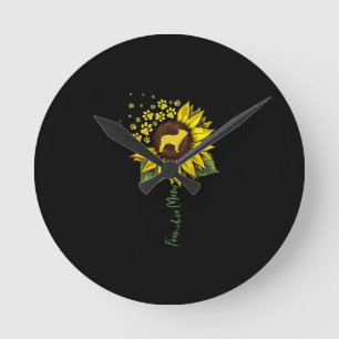 Frenchie Sunflower Mum French Bulldog Lover Gift Round Clock
