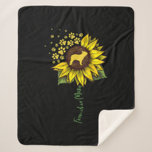 Frenchie Sunflower Mum French Bulldog Lover Gift Sherpa Blanket