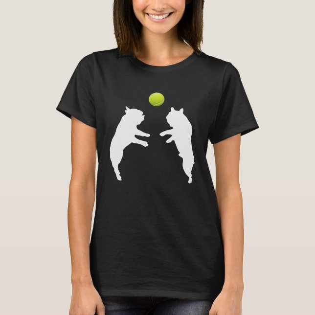 Frenchie Tennis French Bulldog Puppy Playing Ball T-Shirt (Front)