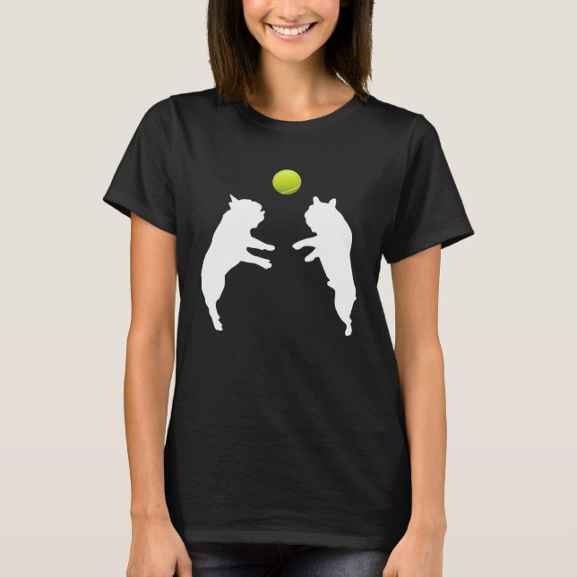 Frenchie Tennis French Bulldog Puppy Playing Ball T-Shirt (Front)