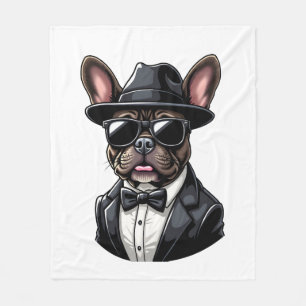 Frenchie The Gangster Fleece Blanket