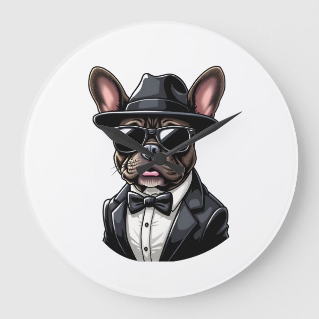Frenchie The Gangster Large Clock (Front)