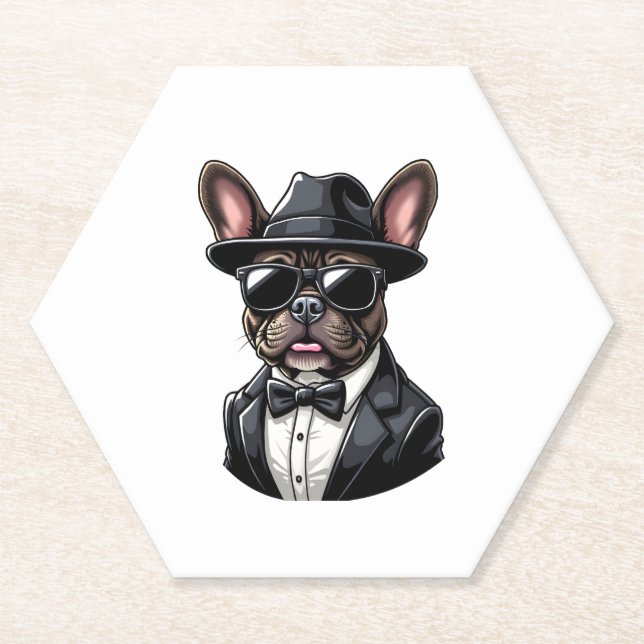 Frenchie The Gangster Paper Coaster (Front)
