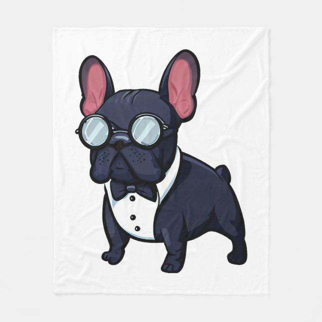 Frenchie The Gentlemen  Fleece Blanket (Front)
