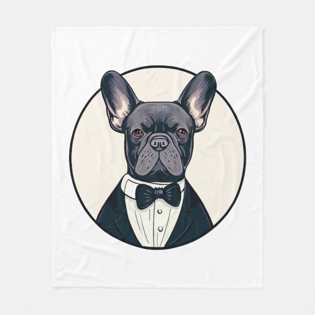 Frenchie The Gentlemen Fleece Blanket (Front)