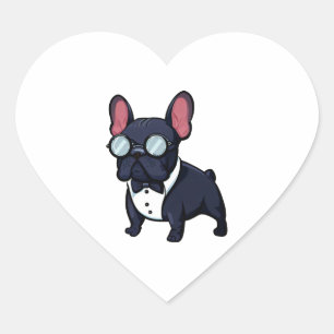 Frenchie The Gentlemen  Heart Sticker