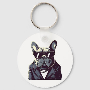 Frenchie The Party Man Key Ring