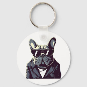 Frenchie The Party Man Key Ring