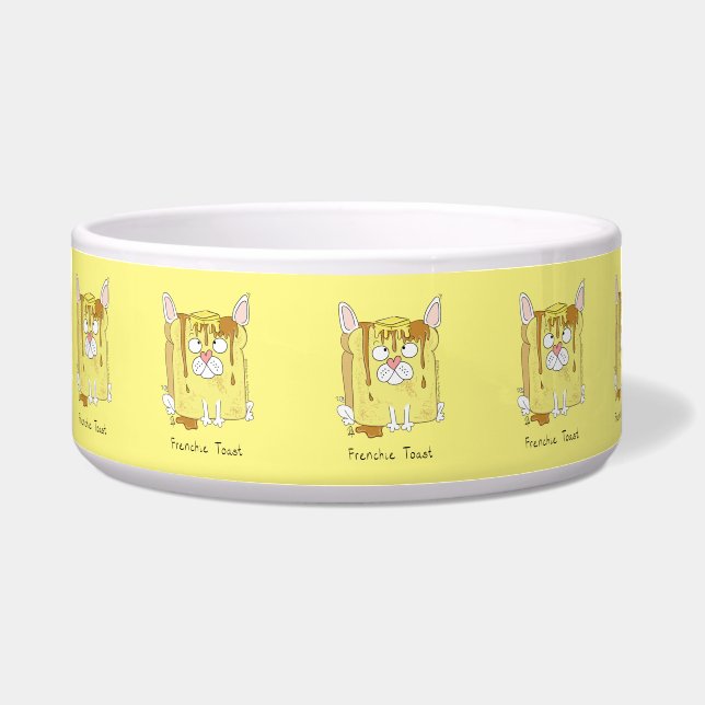 Frenchie Toast French Bulldog Dog Food Bowl (Front)