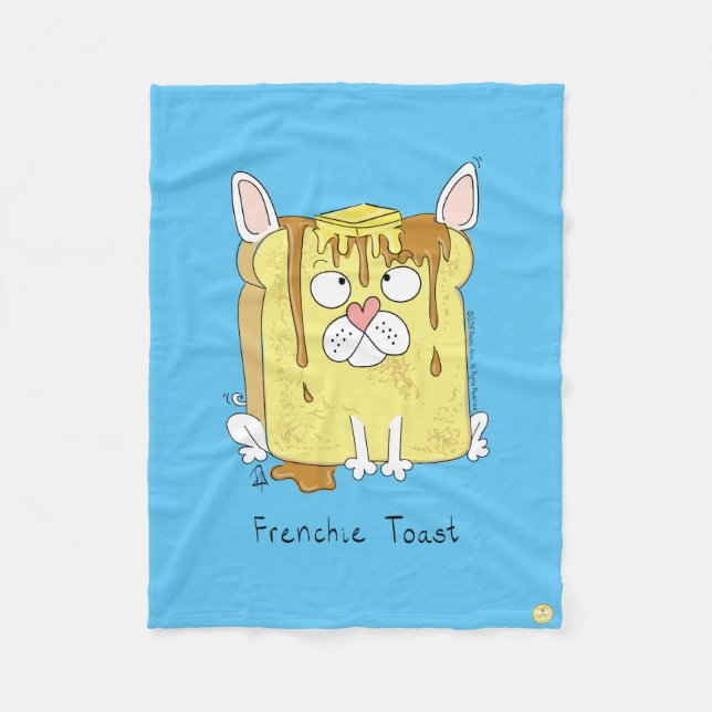 Frenchie Toast French Bulldog Fleece Blanket (Front)