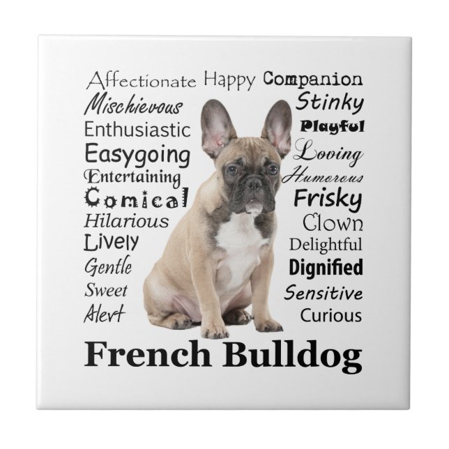Frenchie Traits Ceramic Tile (Front)