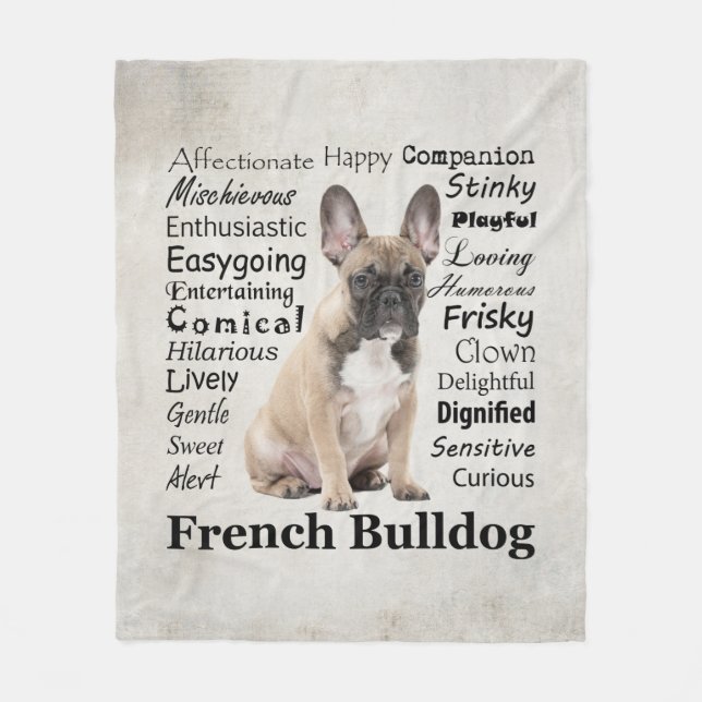Frenchie Traits Fleece Blanket (Front)